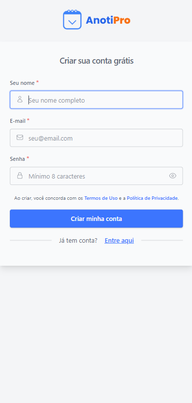 Criar sua conta grátis